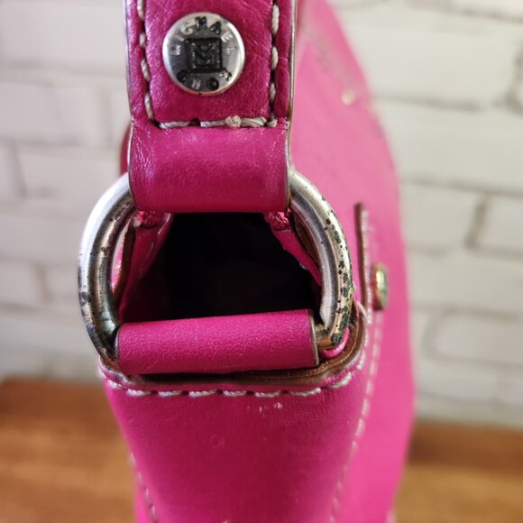 Michael Kors Hot Pink Studded Leather Handbag Satchel Purse - Picture 4 of 15